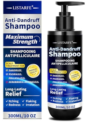 Listarfe Dandruff Shampoo, Anti-Fungal Shampoo for Psoriasis & Seborrheic Dermatitis – Scalp Treatment for Itching, Flaking & Redness Relief for Men and Women, 300ML (Peppermint)
