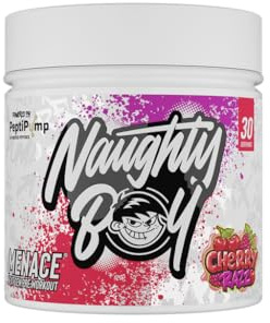 Naughty Boy Menace V2 Pre Workout Powder - High Stim Pre-Workout Supplement for Energy, Focus, Pump & Performance, Gym Training & Endurance - [ 30 Servings ] (Cherry Razz)