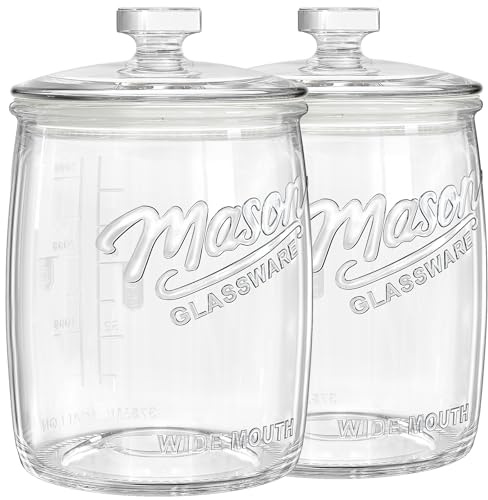 Absovetu Keksdosen Glas 3,5Liter, 2 Stück Bonbongläser mit Deckel Luftdicht | Keksglas mit Deckel, Vorratsgläser mit Deckel, Einmachglas Groß, Mason Jar,für Weihnachten Candy Mehl Waschpulver Süßigkeiten