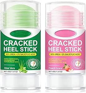 Foot Cream for Cracked Heels and Dry Skin - With 60% Urea & Avocado Oil | Deeply Moisturizes & Nourishes & Repairs Rough Skin | Aloe Vera Feet Cream Rapid Revive Overnight (2 pack, Aloe Vera + Peach)