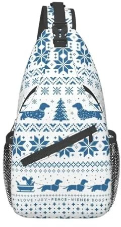 Niedlicher Weihnachts-Rucksack mit Dackel-Motiv, für Herren, personalisierbar, für Reisen, Tagesrucksack