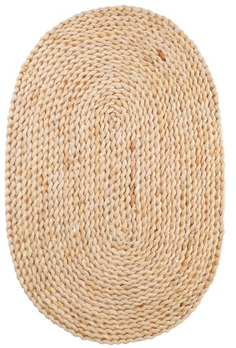 GRIRIW Tovagliette 30x45 Cm Antiscivolo Resistenti al Calore Ovali Intrecciate a Mano in Paglia di Mais Stile Naturale Rustico per Tavolo da Pranzo