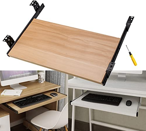 Ergonomisk 14-tums tangentbordsbricka under skrivbord, justerbar tangentbordslåda, platsbesparande design, svart, 60 x 27 cm, perfekt för konfigurering av hemmakontor
