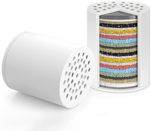Pack 2 Cartuchos Recambio Filtro Ducha Universal 36 Etapas Filtro Ducha Antical para Elimina Los Metales Pesados Cloro y Otros Depósitos en Agua Dura, Reduce la Picazón en la Piel Seca y la Caspa