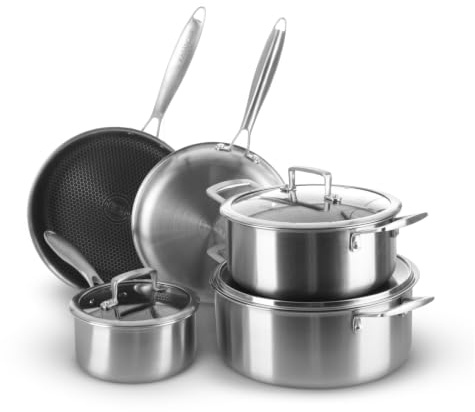 Batteria pentole 8 pezzi Tri ply acciaio - triplo strato