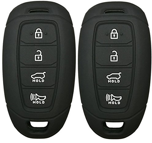 2Pcs Coolbestda Rubber 4 Buttons Key Fob Remote Cover Case Protector Keyless Jacket Shell for 2019 2020 2021 2022 2023 Hyundai Kona Santa Fe Elantra GT Veloster Accent Venue