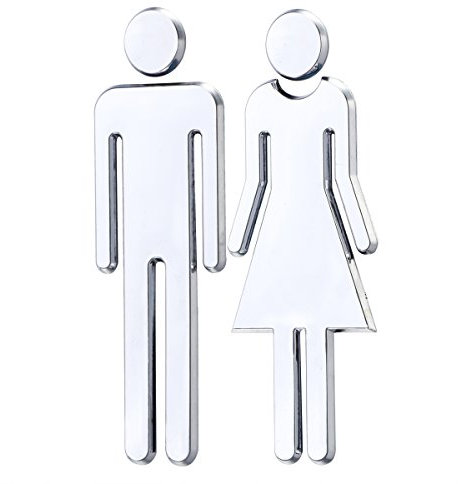 WINOMO Signe De Toilettes Autocollant Mural Amovible En Acrylique Pour Wc Homme Femme Décoration Pratique Et Facile À Installer Pour Toilettes Publiques Et Privées