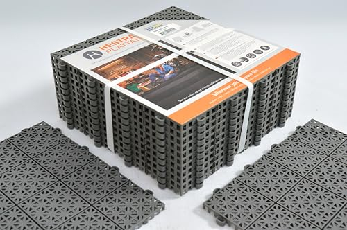 Stecksystem Kunststofffliesen Hestra Universa | Bodenfliesen Kunststoff | Bodenplatten | Klicksystem Fliesen | 11 Fliesen à 30 x 30 cm | dunkelgrau