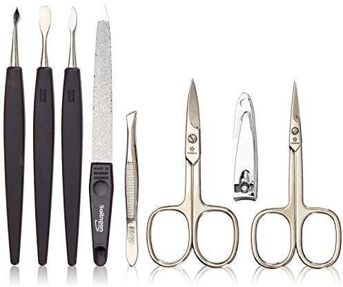 Pfeilring Aktion Manicure-Etui, dunkelbraun, 8-teilig, mit Nagelknipser, Basic Füllung