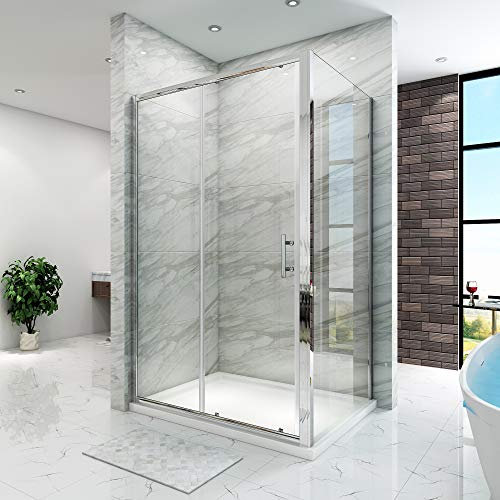 SIRHONA Cabine de douche 100x80x185 cm cabine douche à double porte coulissante, verrer 6mm