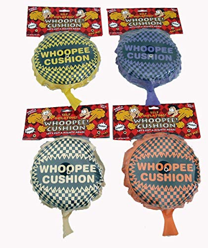 HENBRANDT 3 X Self Inflating Whoopee Cushion, Assorted (Red, Blue, Yellow), Polyester, 16.5cm, Soft, 3 Count, Novelty/Prank, Party, Washable, Durable, Toy, 14520097031