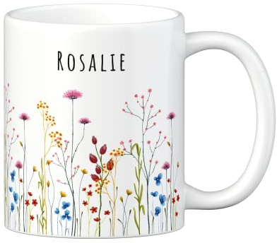LOOXIS Personalisierte Tasse mit Namen, Text & Motiv bedruckt – 325ml, Keramik, versch. Farben – Geschenkidee Männer, Frauen, Jahrestag, Valentinstag, Geburtstag – Blumen