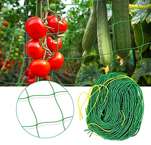 jiuzcare Red de Enrejado 1,8 x 2,7 m Verde, Malla para Entutorar de Nylon para Plantas Trepadoras, Pepinos y Tomates, para Jardín, Huerto e Invernadero con Malla de 10 x 10 cm, 1 Unidad para Exterior