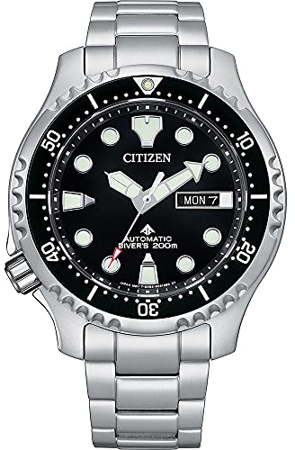 Citizen Herren Analog Automatik Uhr mit Edelstahl Armband NY0140-80EE, Schwarz