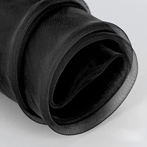 HARICSET 150 cm Breit Organza Stoff Tüll Stoff Transparente Rolle Sheer Stoff Eleganter Dekorativer Stoff für Hochzeitsstuhl Tischdekoration Party DIY Crafts(Size:1.5 * 20m,Color:Schwarz)