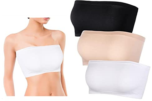 SamHeng Femmes Soutien-Gorge Tube sans Couture Bandeau Soutien-Gorge sans Bretelles Non Rembourré Bralette 3 Pack