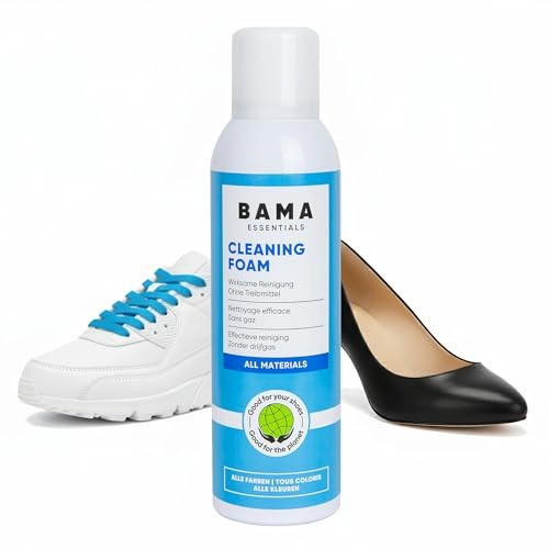 Bama Cleaning Foam rengöringsskum för skor, väskor och jackor, rengöringsskum med eko-teknik utan drivgaser, 150 ml, neutral