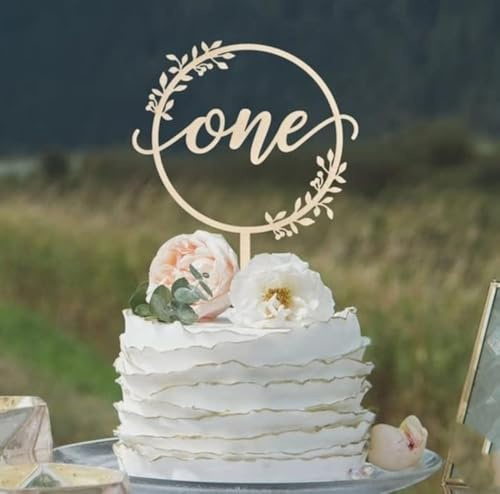 Eysii Wooden One Cake Topper Happy Birthday New Borth Age Cake Decoration Anniversary