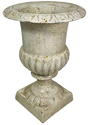 Französische Louvre Vase Amphore Gusseisen Schwer Antik-Stil Weiß 22cm