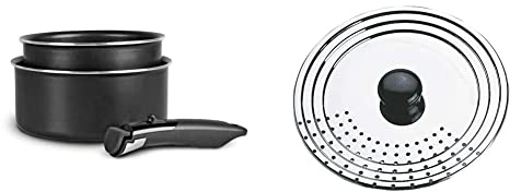 SITRAM - 713285, Set de 2 casseroles Ø16 et 20cm en aluminium anti-adhérent avec poignée amovible - Tous feux DONT induction & Couvercle, Argent