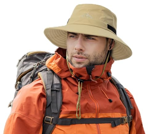 Comhats Wasserdichter Bucket Hat für kleine Köpfe, Outdoor-Hut zum Wandern, Golfen, Safari, Angeln, Wandern - Regenhüte - UPF 50+ Sonnenhut verstellbar, faltbar, Winddicht Khaki M