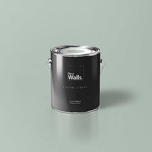 New Walls Premium Wandfarbe Grün, Salbei Liquid Luxury Dispersionsfarbe für Innenräume – 2,5 L