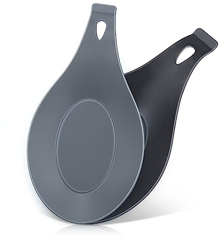 Löffelablage für Herdplatte, 2 Stück, großer Silikon-Löffelhalter für Küchentheke, Kaffeelöffelablage, hitzebeständiger Kochlöffelhalter, perfekte Küchenhelfer für Küchenutensilien, Spatel, Zange,