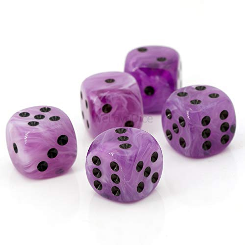 XL W6 Würfel (20mm) in stiefmütterchen lila/Schwarze Punkte - Made in Germany - WeLoveDice - 5 Stück