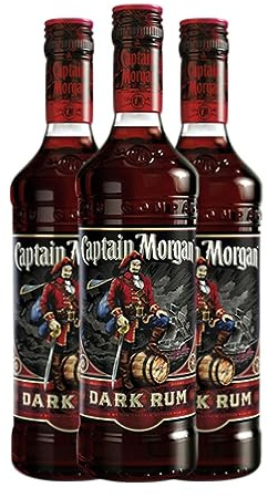 Ron Captain Morgan Dark Botella Misil 1 L (Caja de 3 Botella Misil de 1 L)