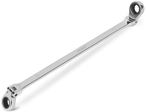 DISEN 10–11 mm Extra Long Flex Head Ratchet Wrench Set Wrench, Double Box End, Long Reach, CRV Steel, Metric