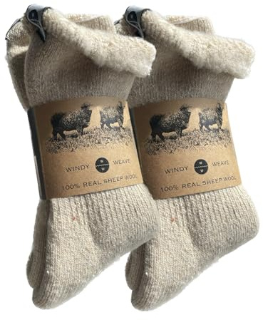 Windy Weave – 2 Par Mjuka Strumpor Ull (100% Äkta Fårull) – Varma Strumpor, Ullstrumpor, Varma Strumpor, Termostrumpor, Fårullstrumpor, Strumpor, Vit, 35-44