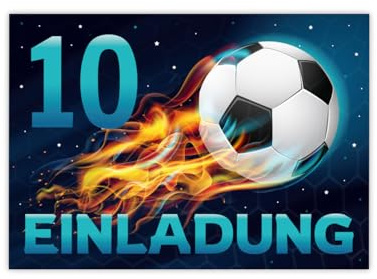 Minkocards 12 Einladungskarten 10. Kindergeburtstag Junge Fussball Einladungen zehnte Jungsgeburtstag Fußball