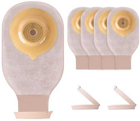 10 PCS Colostomy Bags with Clamp Closure, One Piece Convex Ostomy Bag Ostomy Supplies,15mm-45mm Cut-to-Fit Drainable Pouches for Stoma Care