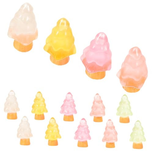 OFFSCH 16pcs Weihnachten Kiefer Figuren Bäume Miniatur Bäume Für Desktop Festliche Decor Zufällige Farbe