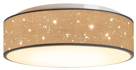 Zedelmaier Deckenlampe LED Deckenleuchte schlafzimmerlampe Ø38cm E27x2/40W | Stoff lampenschirm mit Sternenhimmel für Wohnzimmer,Schlafzimmer,Flur,Kinderzimmer,lampe decke,Ø38xH12,5cm,ohne Leuchtmittel