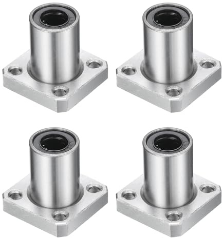 sourcing map LMK8UU Linear Ball Bearings 8mm Bore 15mm OD 24mm Length Square Flange Steel Cage for CNC Machine 3D Printer