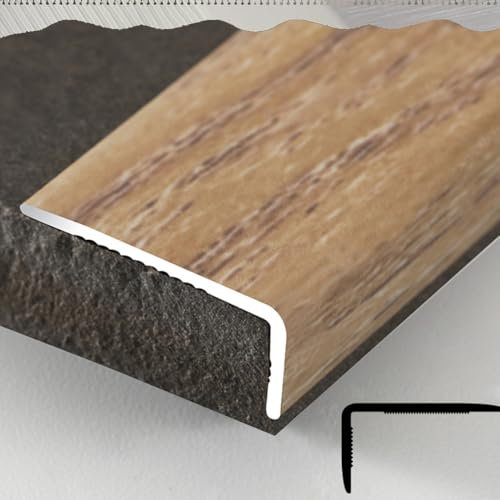 IMUNKT Perfil Borde De Escalera Protección De Esquinas 90cm 120cm Superficie Grano De Madera Perfil De Aluminio 35x20mm para Escaleras De Laminado Perfil Ángulo De Escalones(Light Maca,L90cm-36in)