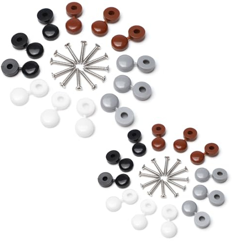 HJJMN Lot de 48 vis et capuchons de fixation pour plaque d'immatriculation - En plastique blanc - Pour plaque d'immatriculation de voiture, caravane, immatriculation de véhicule