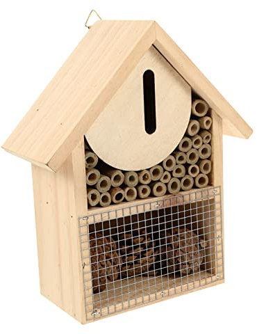 Happyyami Holz Bienenhaus Zum Aufhängen Natürlicher Nistplatz Für Wildbienen Und Schmetterlinge Und Dekorativ Für Gartenpflege Und Bienenzucht