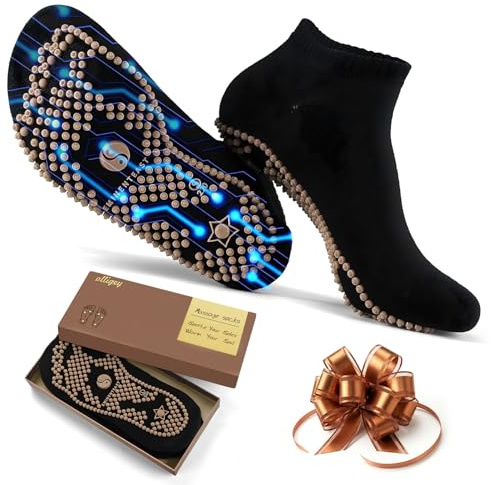 Olligey Calcetines de Acupresión y Reflexología para Masaje de Pies – Calcetines de Acupuntura con Puntos de Presión – Regalo para Mujeres, Hombres y Mayores 38-39