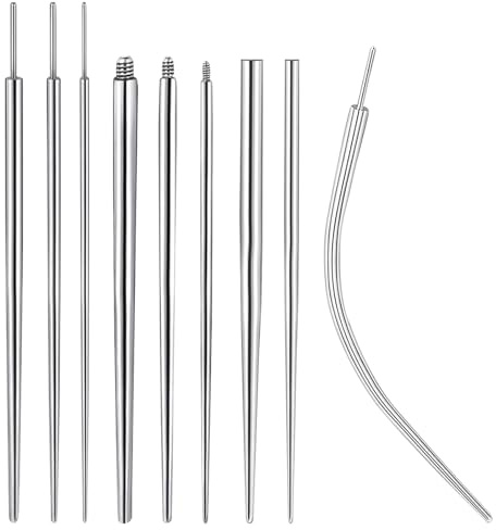 TYXHXTF 9 Pièces Piercing Taper Broche d'Insertion Piercing Outil Perçage Broches d'Insertion Coniques Kit Aiguille Coniques Perçage Outil pour L'oreille Nez Nombril