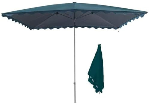 Ombrellone rettangolare da giardino, 250 x 200 cm e 350 x 250 cm, altezza regolabile, per esterni, con 4/6 stecche, perfetto per patio e terrazza (verde, 2,5 x 2,5 m)