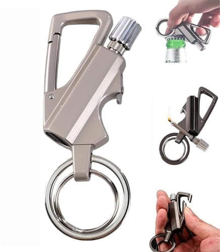 Briquet Match Infinity, Briquet Porte-clés Forever Match, décapsuleur Porte-clés en métal Multifonction, réutilisable, étanche et Coupe-Vent(Silver 1PC)