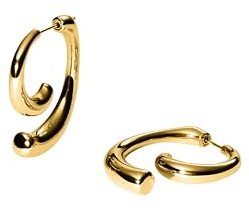 Purelei Spiral Ohrringe – Zweiteiliges Spiraldesign – Edelstahl 14K/18K vergoldet – Ausdrucksstarke Statement-Ohrstecker – 9,5 g (Paar) – Wasserfest (Gold)