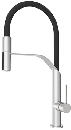 Kitchen Tap, Kitchen Mixer Taps with Pull Out Sprayer, Swivel Single Handle High Arc Pull Down Stainless Steel Sink Faucet, Mixer Taps 1 Hole Lever Sink Tap, Brushed Nickel