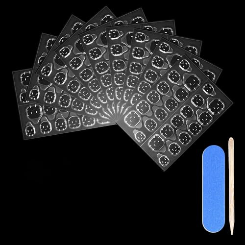WUISOLQP 1440 Stück/60 Blatt Nagel Klebepads, Nagelkleber Aufkleber mit 60 Nagelfeile und 60 Holzstäbchen, Klebepads Nägel Nagelkleber Pads Press on Nails Klebepad für Nailart-Lernende, Designer