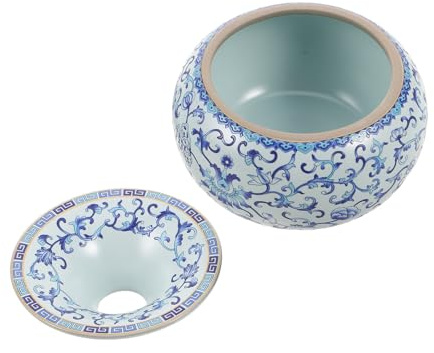 Toyvian Schöner Keramik Aschenbecher Trichterförmig Winddicht Hitzebeständig Blau Weißes Design für Zigaretten Zuhause und Büro