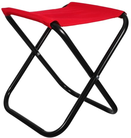 ifundom Sgabello Pieghevole Portatile Leggero in Acciaio e Tessuto Resistente All'usura per Attività All'aperto e Uso Domestico Colore Rosso