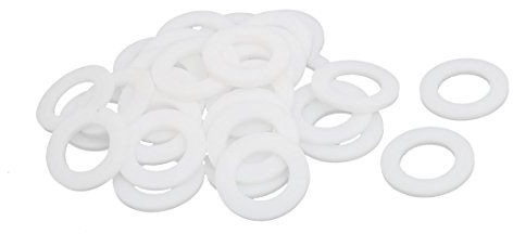 sourcing map 30St PTFE Flache Unterlegscheiben Dichtung 24mm AD 14mm ID 2mm Dicke Weiß