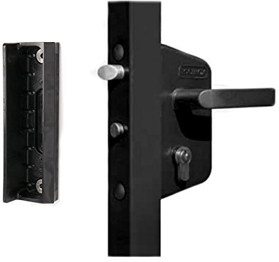 LOCINOX Schwarz LAKZ P1 Preiswertes Gartentorschloss (Polyamid-Gehäuse und Edelstahl-Mechanismus) mit SMKQF2 Polyamid-Anschlag für Gartentore.